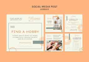 PSD gratuito raccolta di post sui social media hobby minimalisti