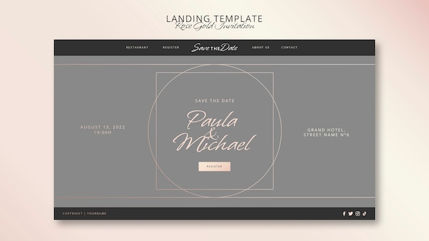 Minimalistic rose gold landing page design