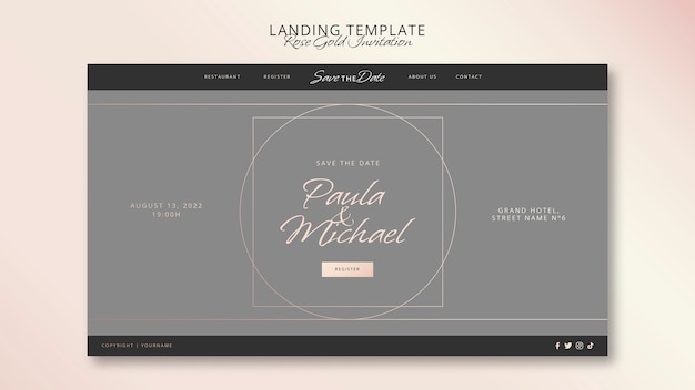 Free PSD minimalistic rose gold landing page design