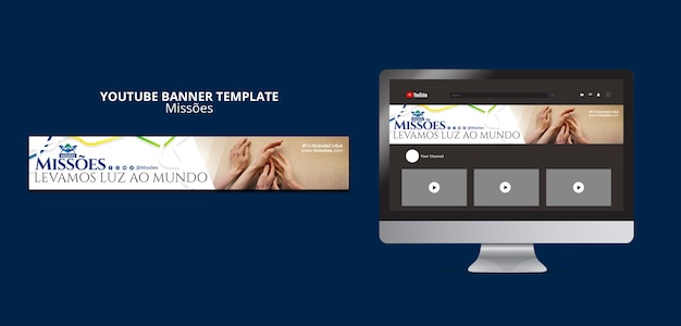 PSD gratuito il modello di banner di youtube di missoes