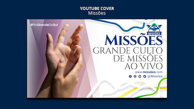 PSD gratuito il modello di copertina di youtube di missoes