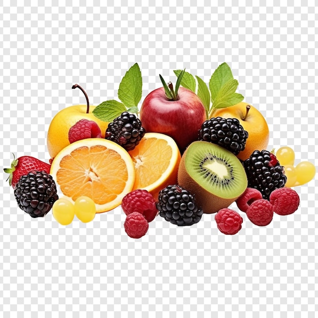 PSD gratuito mescolare frutta png isolata su sfondo trasparente