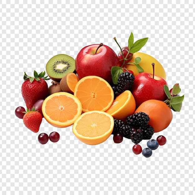 Mescolare frutta png isolata su sfondo trasparente