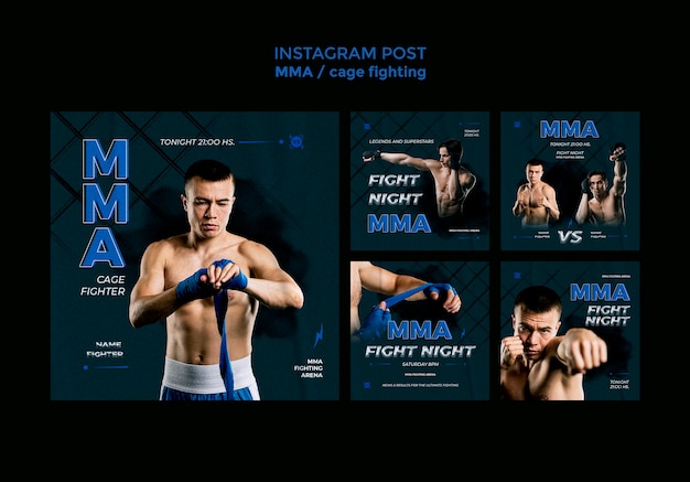 Free PSD mixed martial arts instagram posts template