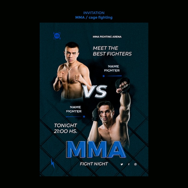 Free PSD mixed martial arts invitation template