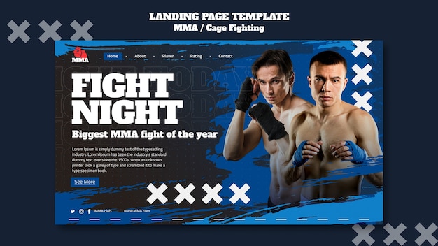 Mixed martial arts landing page template