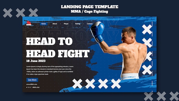 Mixed martial arts landing page template