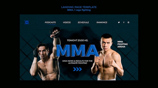 Free PSD mixed martial arts landing page template