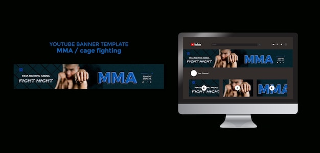Free PSD mixed martial arts youtube banner template