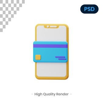 Mobile payment 3d render illustration premium psd
