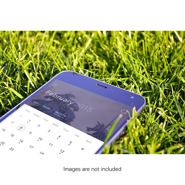 Mobile phone on grass mock up