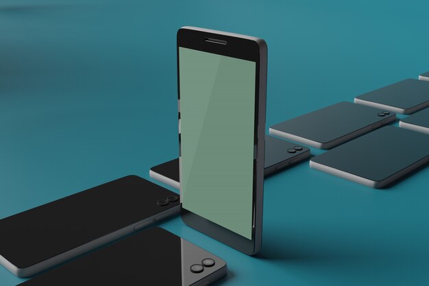 Download Premium Psd Full Yellow Screen Smartphone Mockup 3d Rendering PSD Mockup Templates