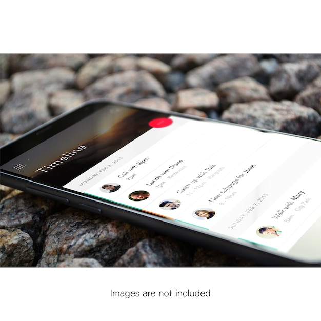 無料PSD 石のモックアップ携帯電話