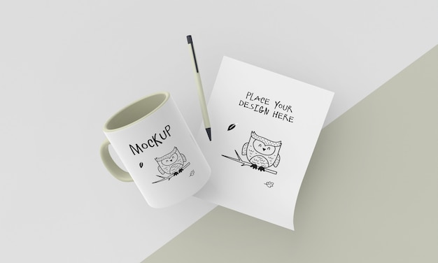 Mock-up of ceramic mug with custom design