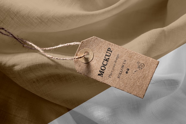 Mock-up of clothing labels on soft fabric