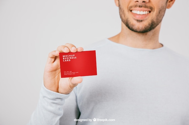 Mock up design with smile and business card