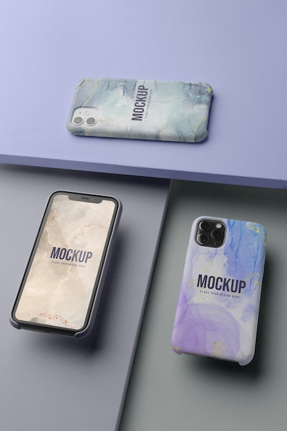 Mock-up mobile phone cases arrangement