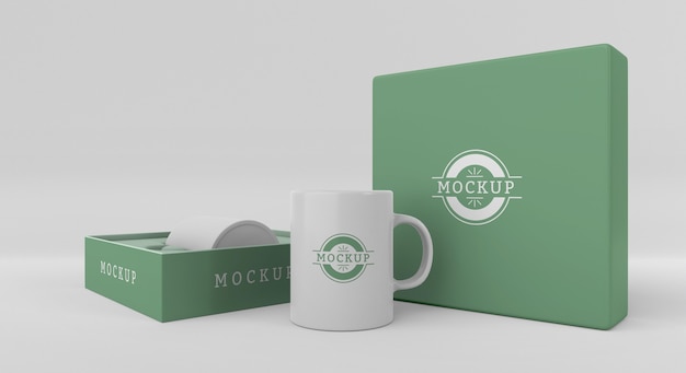 Mock-up mug box arrangement