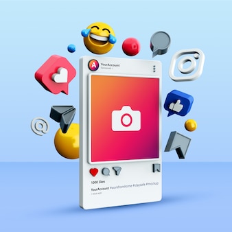 Download Premium PSD | Mockup of 3d instagram social media post