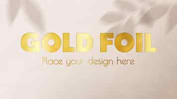 Free PSD mockup of beautiful golden foil pressed on paper