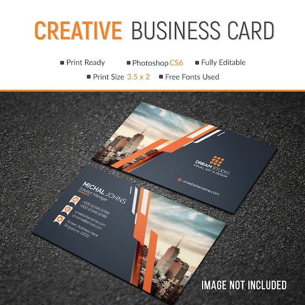 Mockup of business card with photo of city Premium Psd