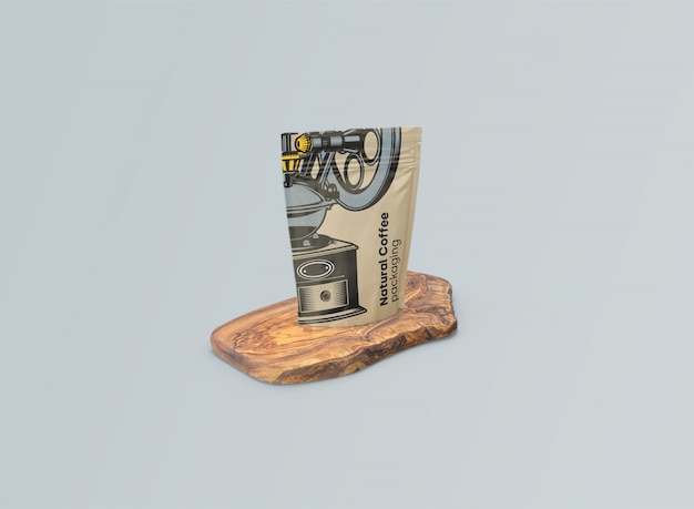 Mockup of coffee bags on olive table Psd