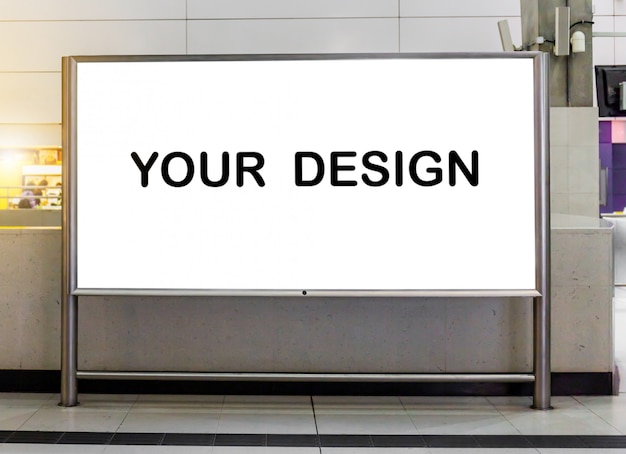 Mockup image of blank billboard white screen posters and led in the subway station for advertising Premium Psd