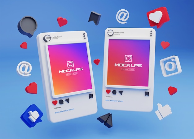 Download Premium PSD | Mockup of 3d instagram social media post