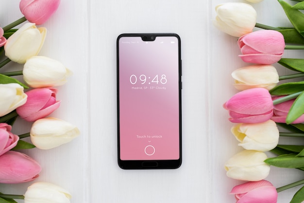 Free PSD mockup mobile spring concept