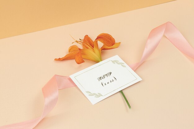 Download Premium Psd Mockup Name Card With Pink Ribbon PSD Mockup Templates