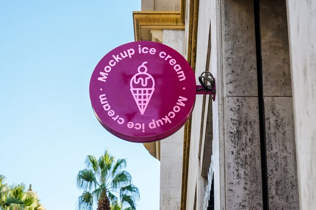 Mockup sign ice cream city