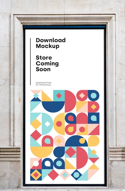 Free PSD mockup signboard store coming soon