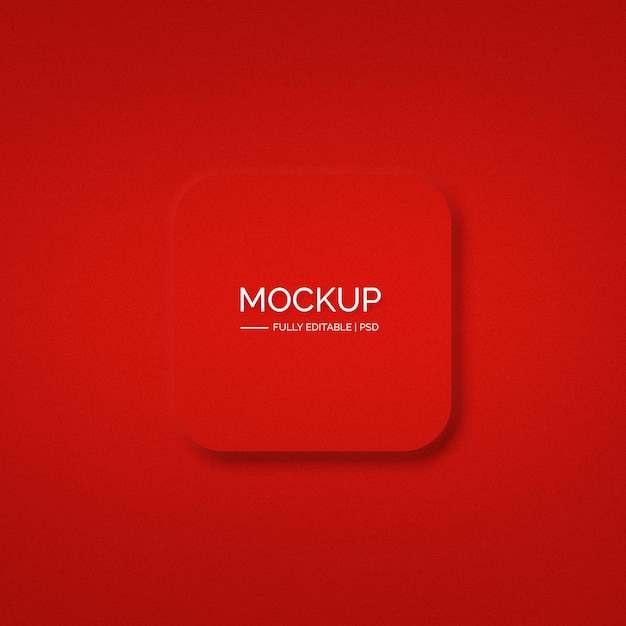 Mockup of square piece on red background Free Psd