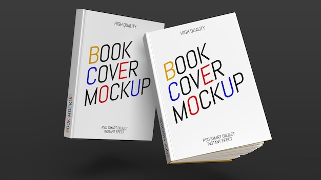 Free PSD mockup of two books on a dark gray background