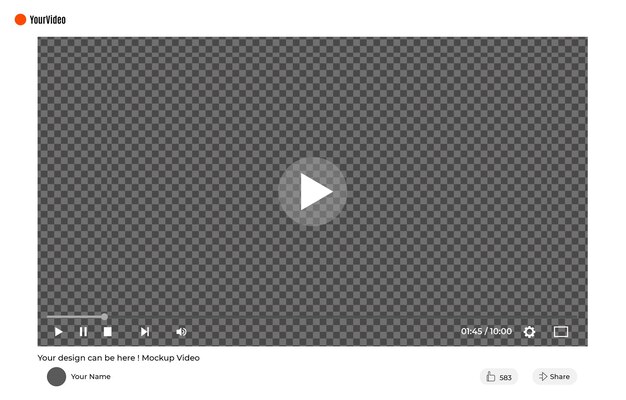 Mockup of a video player on a website