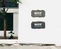 Free PSD mockup of wall sign boards