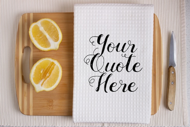 Download Free PSD | Top view lemons and mock-up cutting board