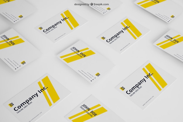 Mockup of yellow business cards Free Psd
