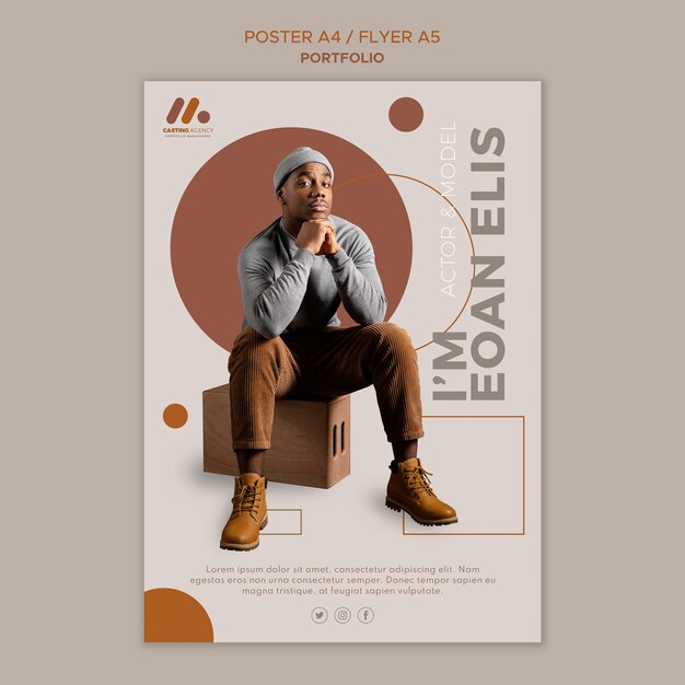 Model and actor portfolio poster template