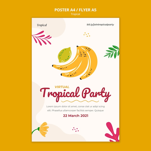 Modèle d'affiche de fruits tropicaux