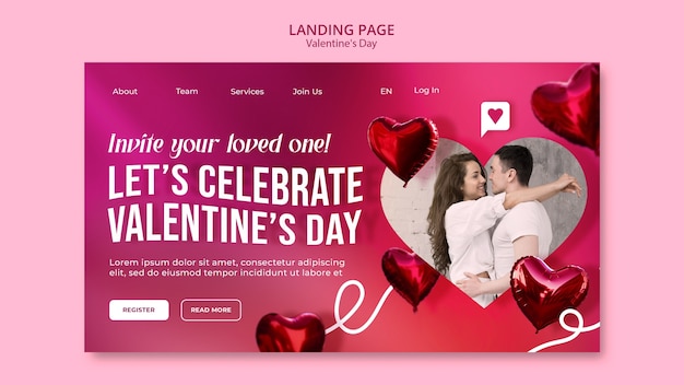 Modèle de page de destination de célébration de la saint-valentin