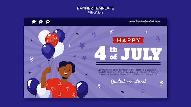 modelo de banner horizontal de celebração de 4 de julho
