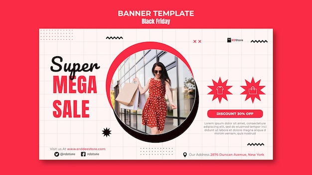 Modelo de banner horizontal preto sexta-feira