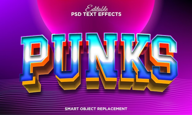 Free PSD modern 3d retro text effect