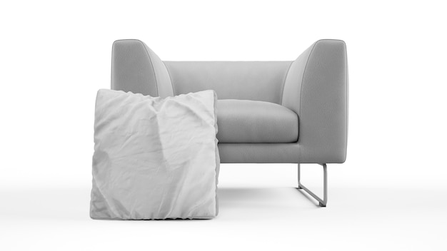 Modern armchair with cushion isolated