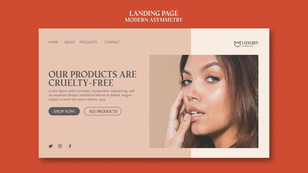 PSD gratuito stile di landing page moderno asimmetrico