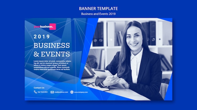 Free PSD modern banner template with business woman