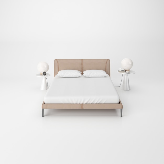 Free PSD modern bedroom interior isolated