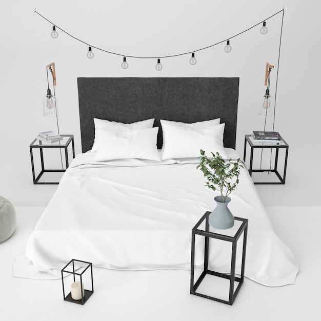 Современная спальня макет с декоративными элементами