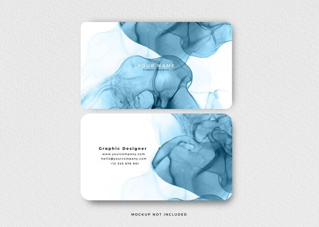 Modern blue alcohol ink business card